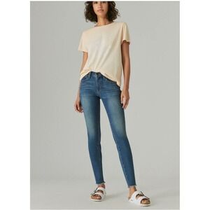 Lucky Brand Jeans Size 2 Women's Mid Rise Skinny Ava Ankle‎ Blue Jean Frayed Hem